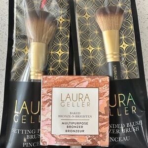 Laura Geller Multipurpose Bronzer in Bronze with Gold-Tone Brushes NEW